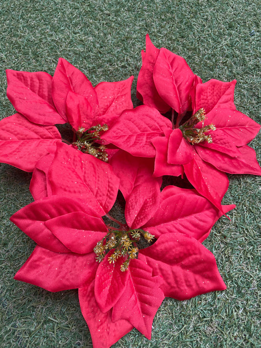 PACK 12 RED POINSETTIA HEADS