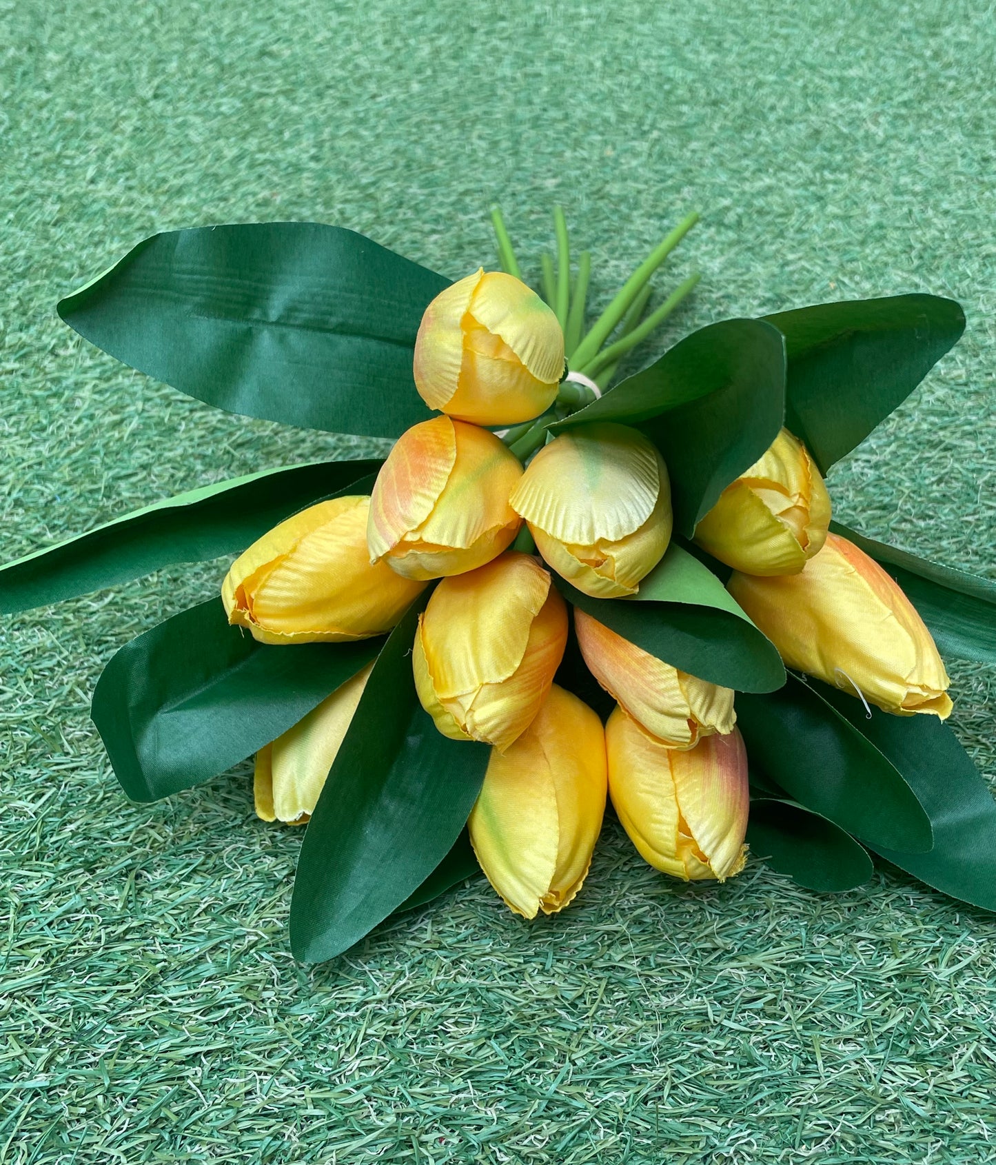 35cm YELLOW TULIP BUNCH 12 HEAD