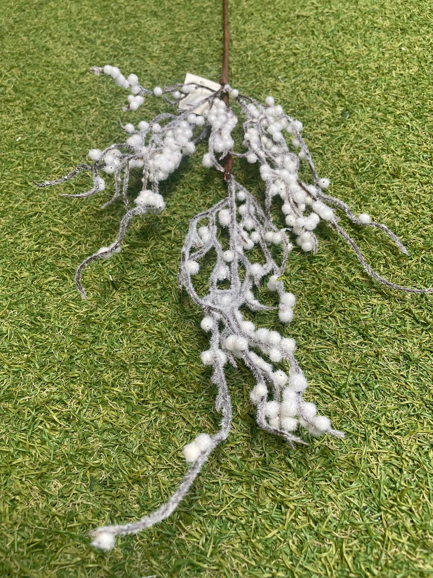 74cm WHITE SNOWY TWIG CLUSTER BERRY BRANCH