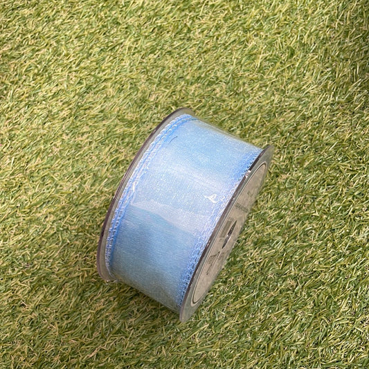 50mm ORGANZA WIRED RIBBON ICE BLUE