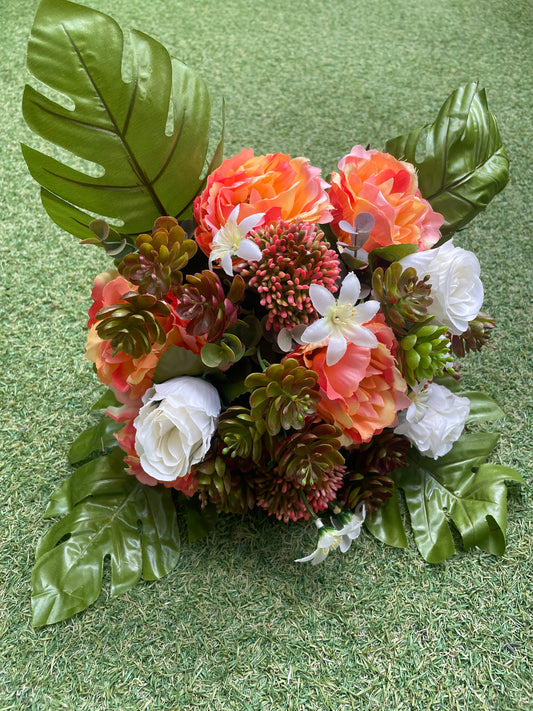 37CM PEONY HEDGEHOG SUCCULENT BUNCH PEACH