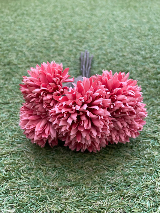 DARK PEACH/PINK POM POM BUNCH 6 HEAD