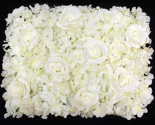 60x40cm DELUXE ROSE HYDRANGEA FLOWER PANEL IVORY