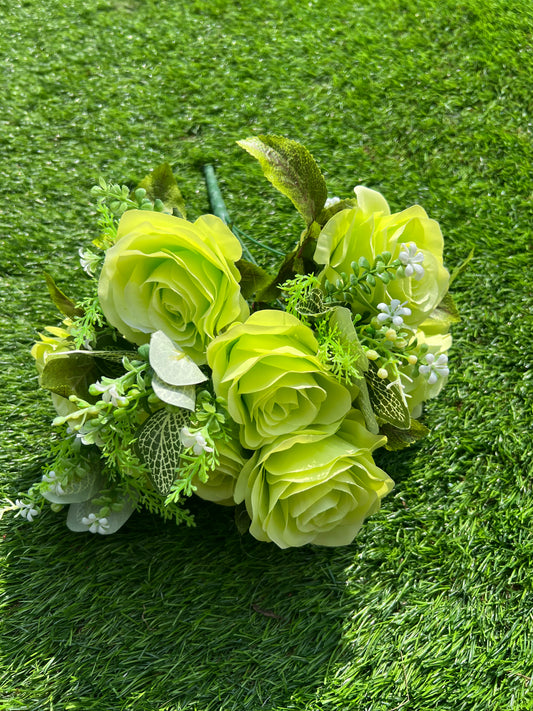10 HEAD GREEN LARGE ROSE BUNCH