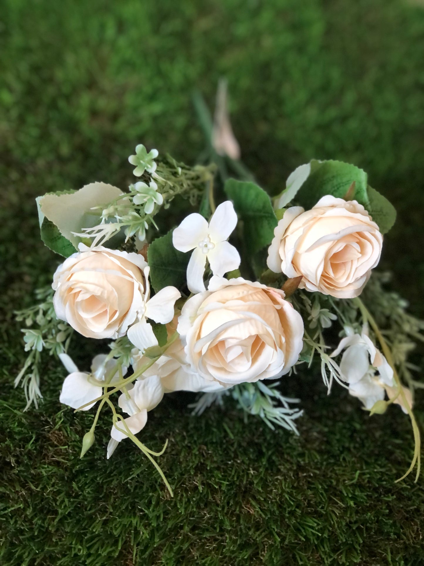 31cm MINI ROSE BUNCH CREAM