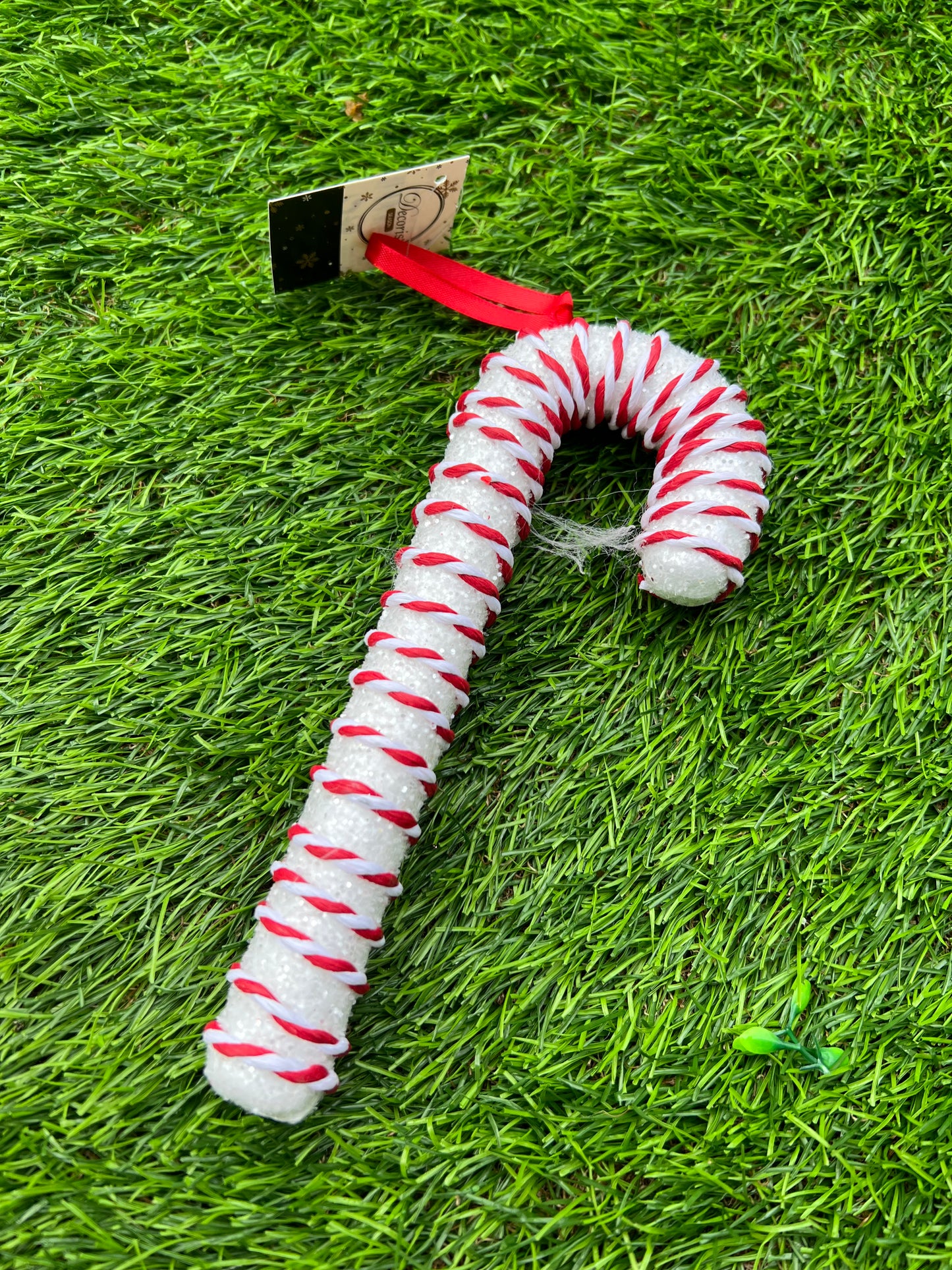 20.5cm GLITTER CANDY CANE WHITE