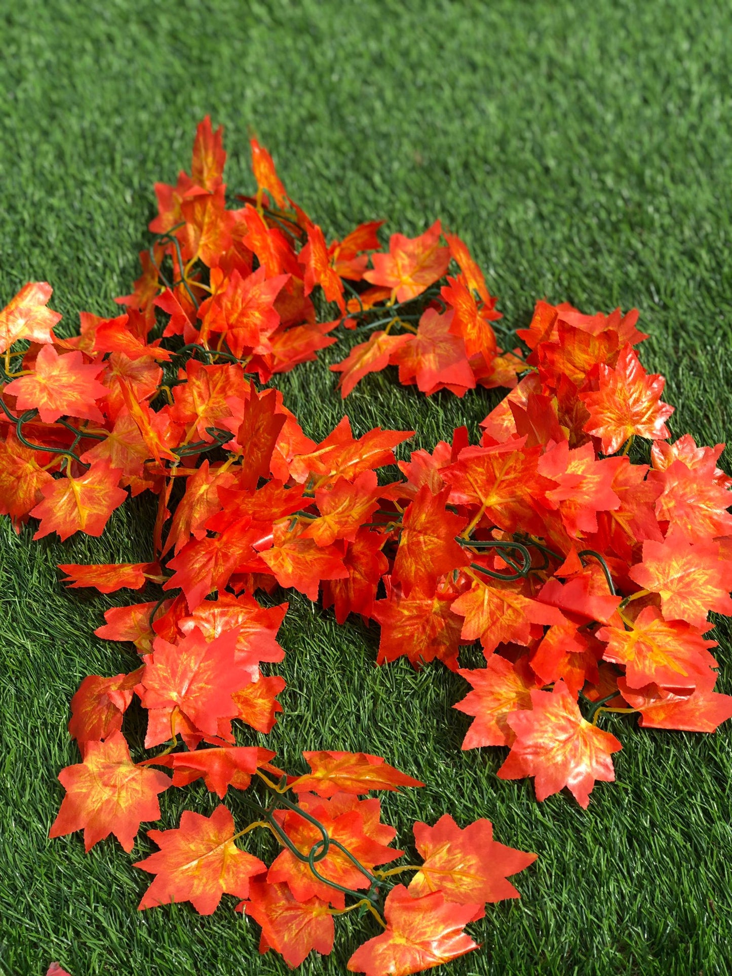 8ft AUTUMN SMALL MAPLE LEAF GARLAND ORANGE