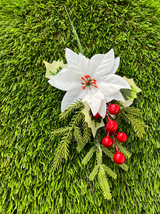 POINSETTIA BERRY XMAS PICK WHITE