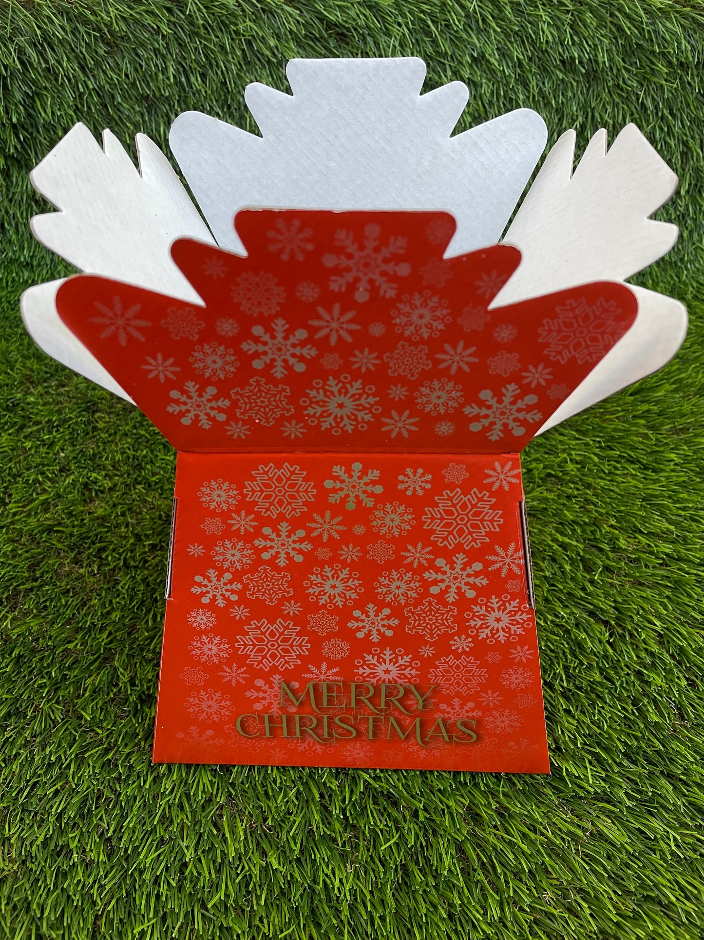 MERRY CHRISTMAS BOUQUET BOX SNOWFLAKE RED