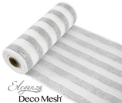 SILVER WHITE STRIPE DECOMESH