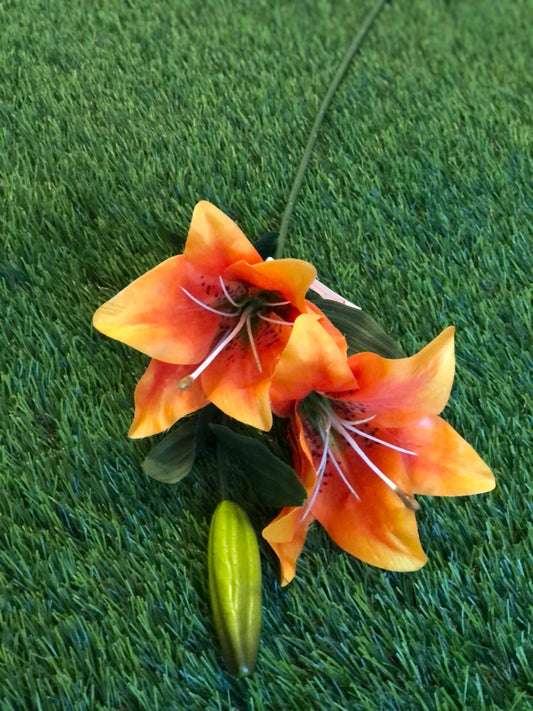 66cm DOUBLE HEAD TIGER LILY STEM ORANGE