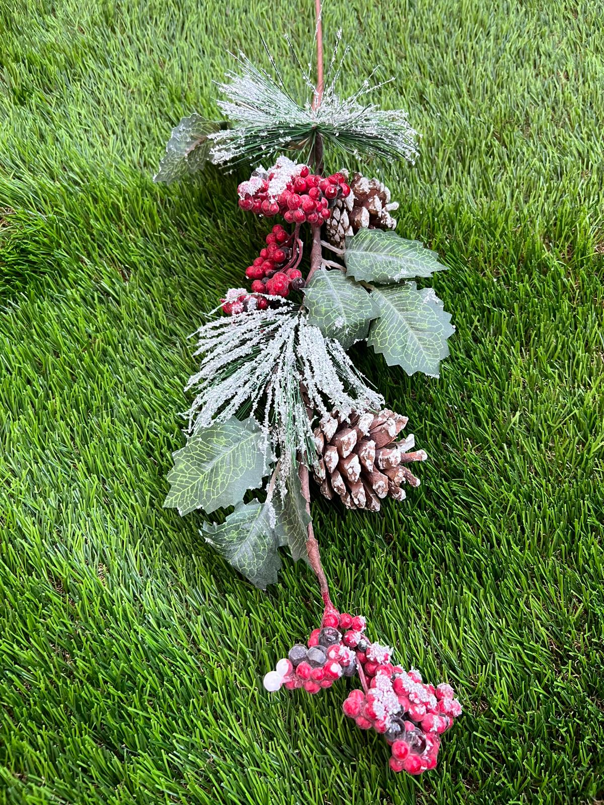 FROSTED PINE AND BERRY CONE