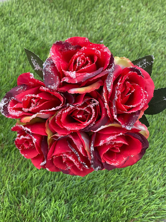 FROSTED RED ROSE BUNCH