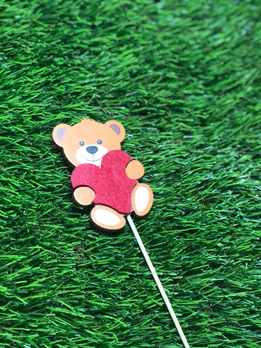 TEDDY BEAR PICK RED HEART