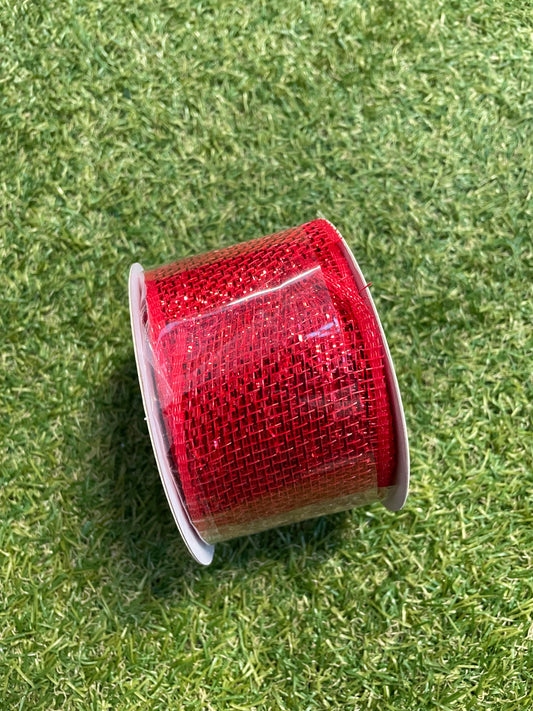 NARROW METALLIC DECOMESH RED 63mm x 10m