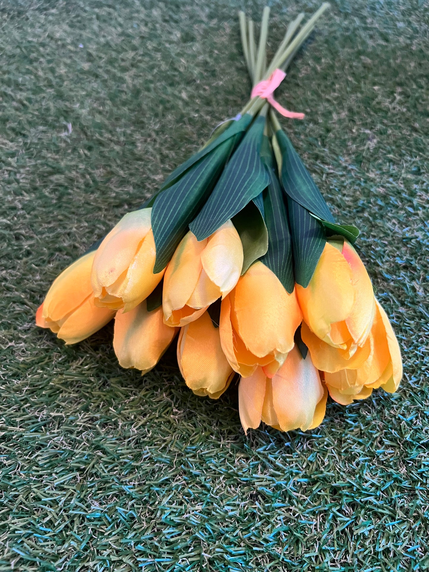 40cm 9 head TULIP BUNCH YELLOW