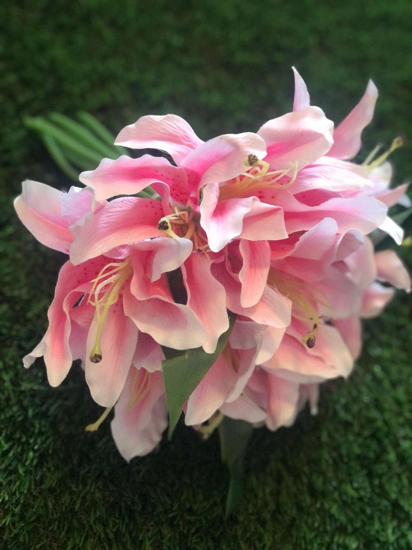 31cm 11 HEAD LILY BUNCH PINK