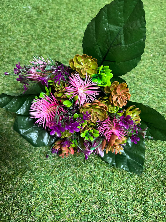 29cm THISTLE SUCCULENT LEAF BUNCH PINK