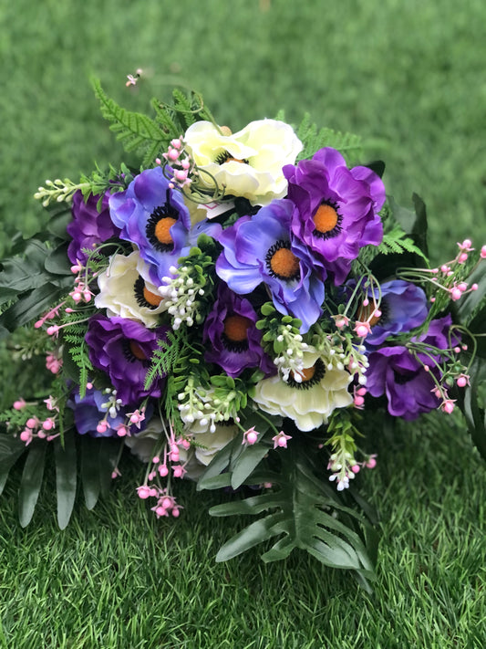 ANEMONE FERN & BERRIES PURLE BLUE 40cm