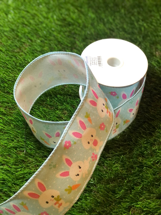 EASTER BUNNY RIBBON WIRED 63mm x 10m