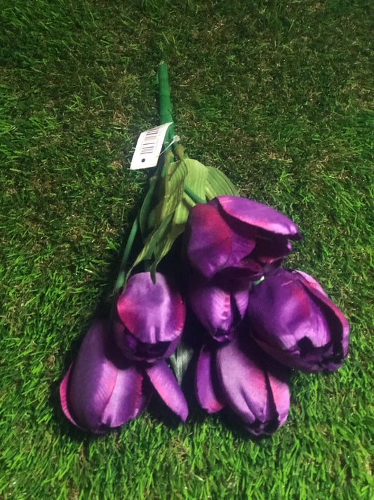 37cm LARGE TULIP BUNCH LIGHT PURPLE