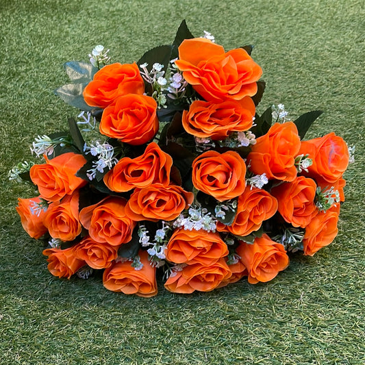 41cm GIANT ROSEBUSH CANDY ORANGE 24 HEAD