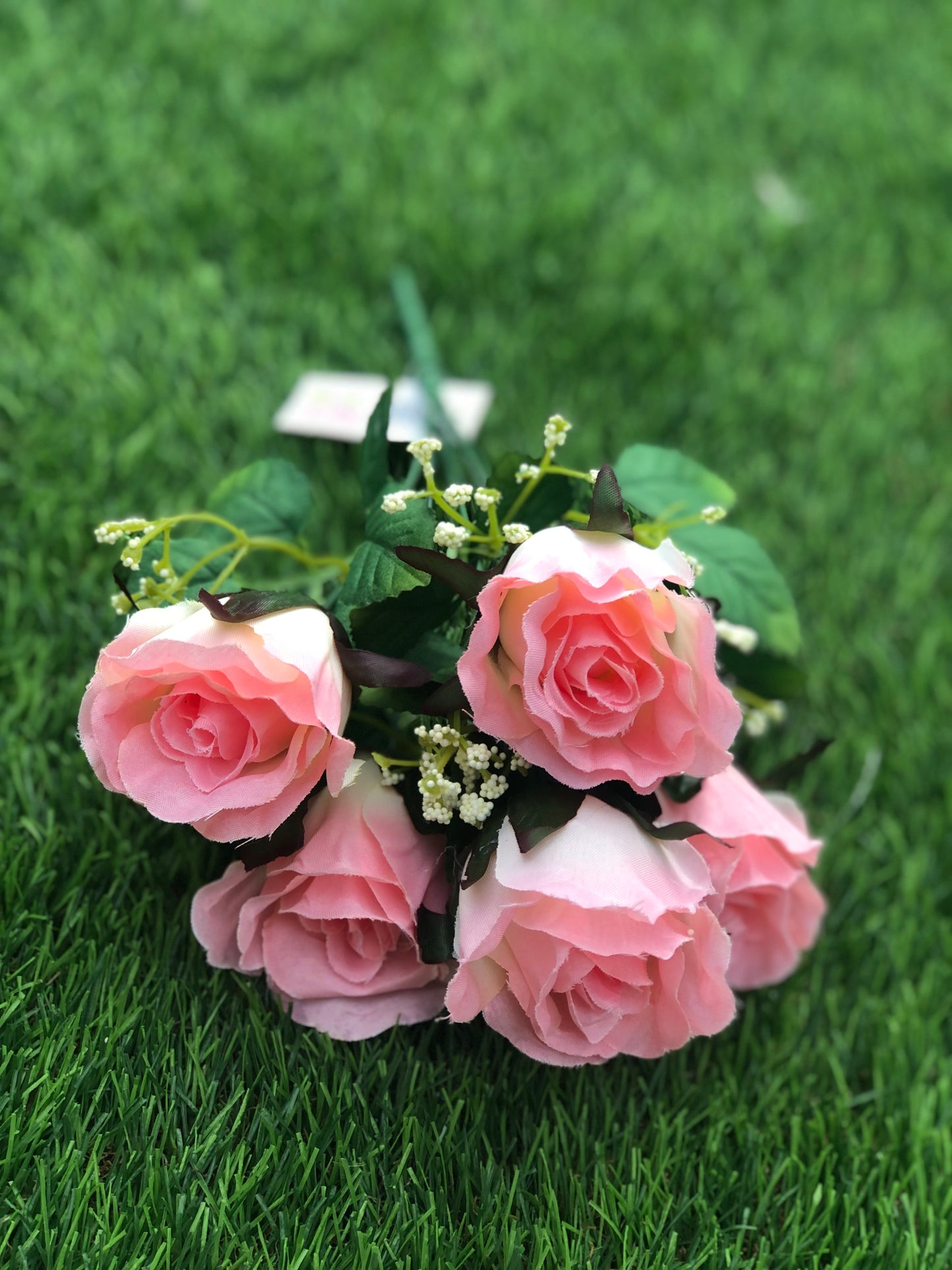 31cm 5 HEAD ROSE BUNCH PINK