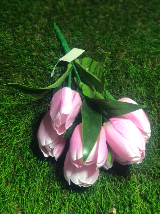 37cm LARGE TULIP BUNCH LIGHT PINK