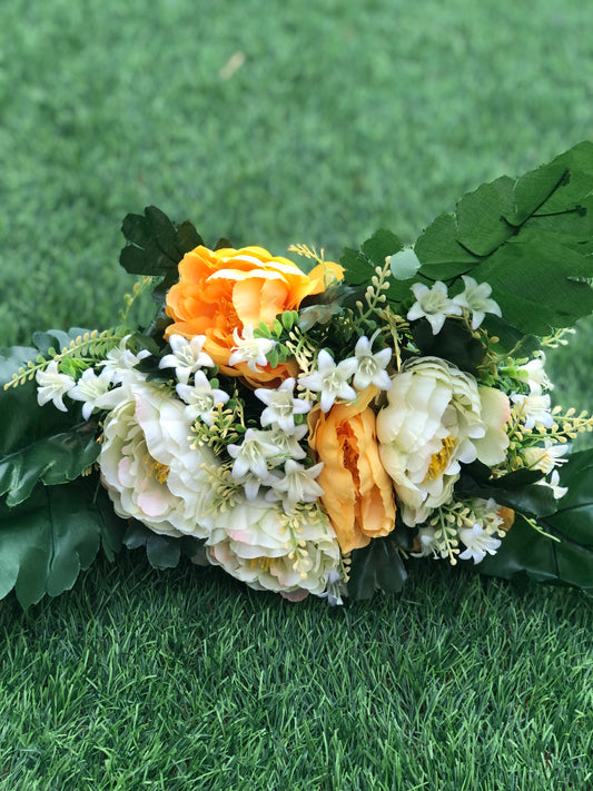 36cm PEONY FOLIAGE LEAF BUNCH YELLOW