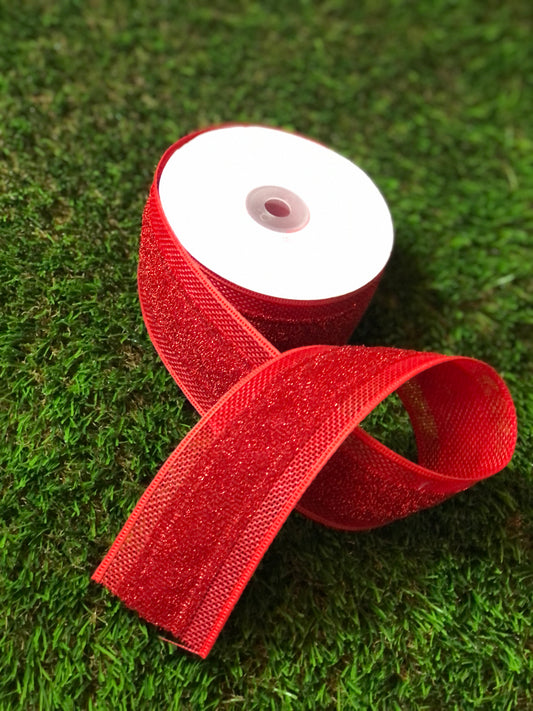 50mm RED WOVEN RIBBON 10yards