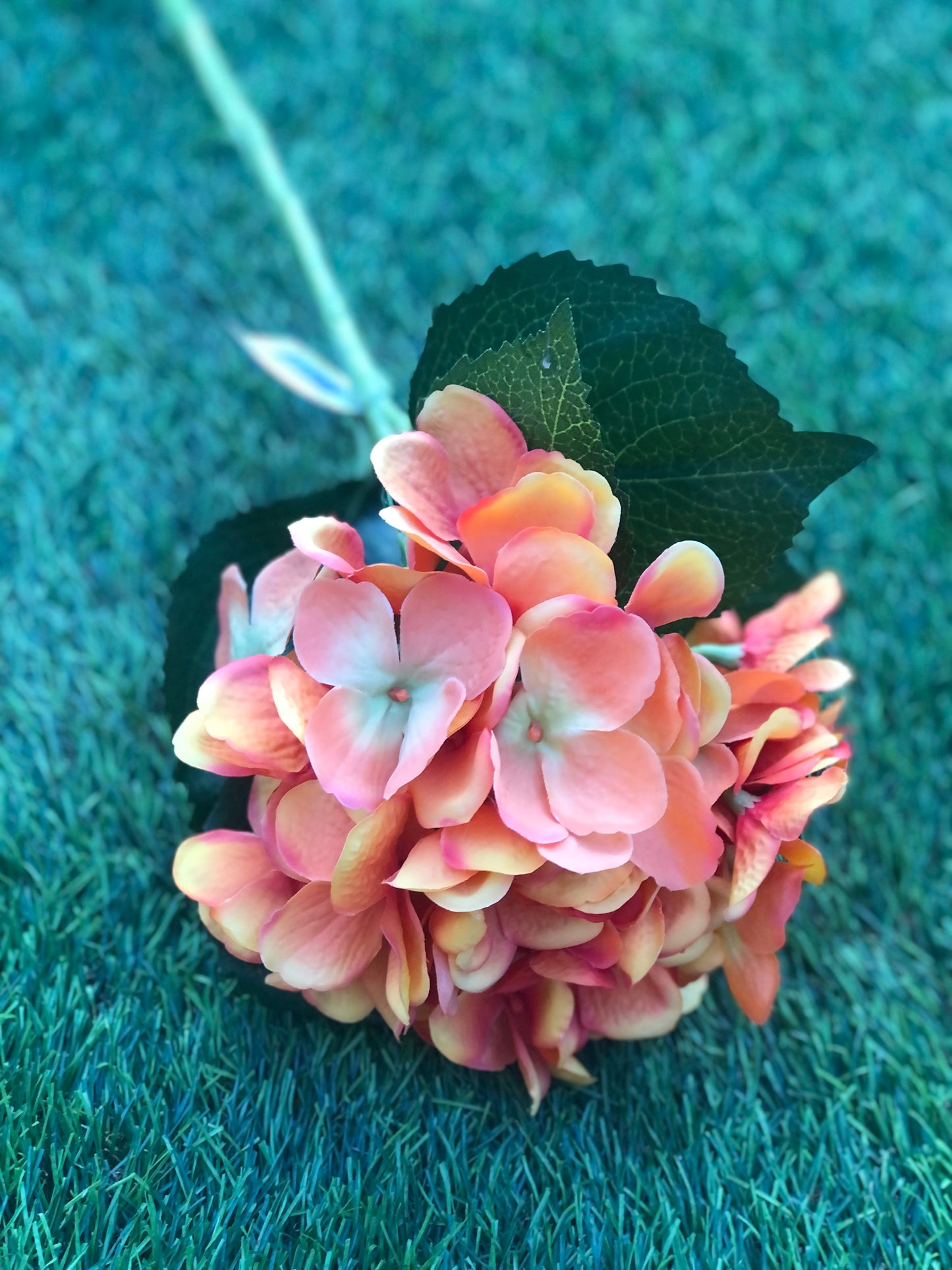 51cm SINGLE DELUXE HYDRANGEA ORANGE