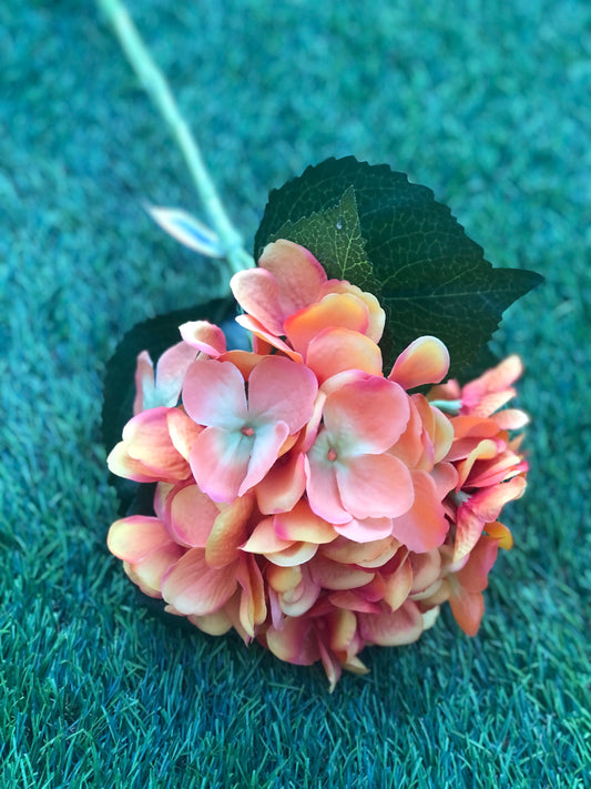 51cm SINGLE DELUXE HYDRANGEA ORANGE