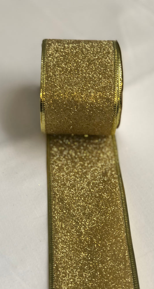 GOLD GLITTER RIBBON 63mm x 10yard