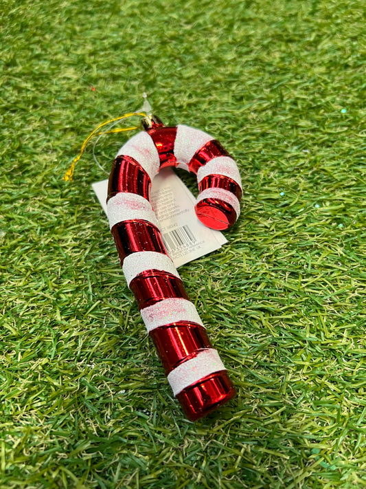 13cm CANDY CANE BAUBLE RED
