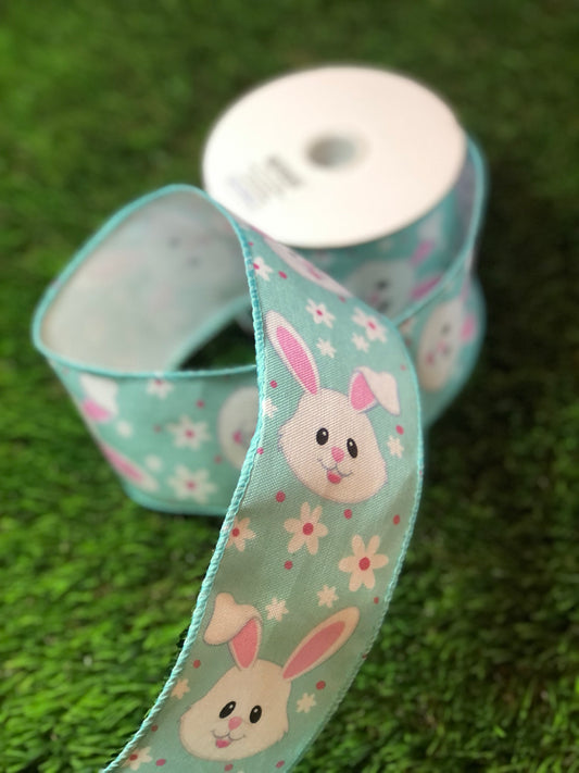EASTER BUNNY BLUE RIBBON WIRED 63mm x 10m