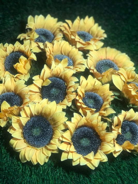 REAL TOUCH SUNFLOWER HEADS PK 12 - 10cm