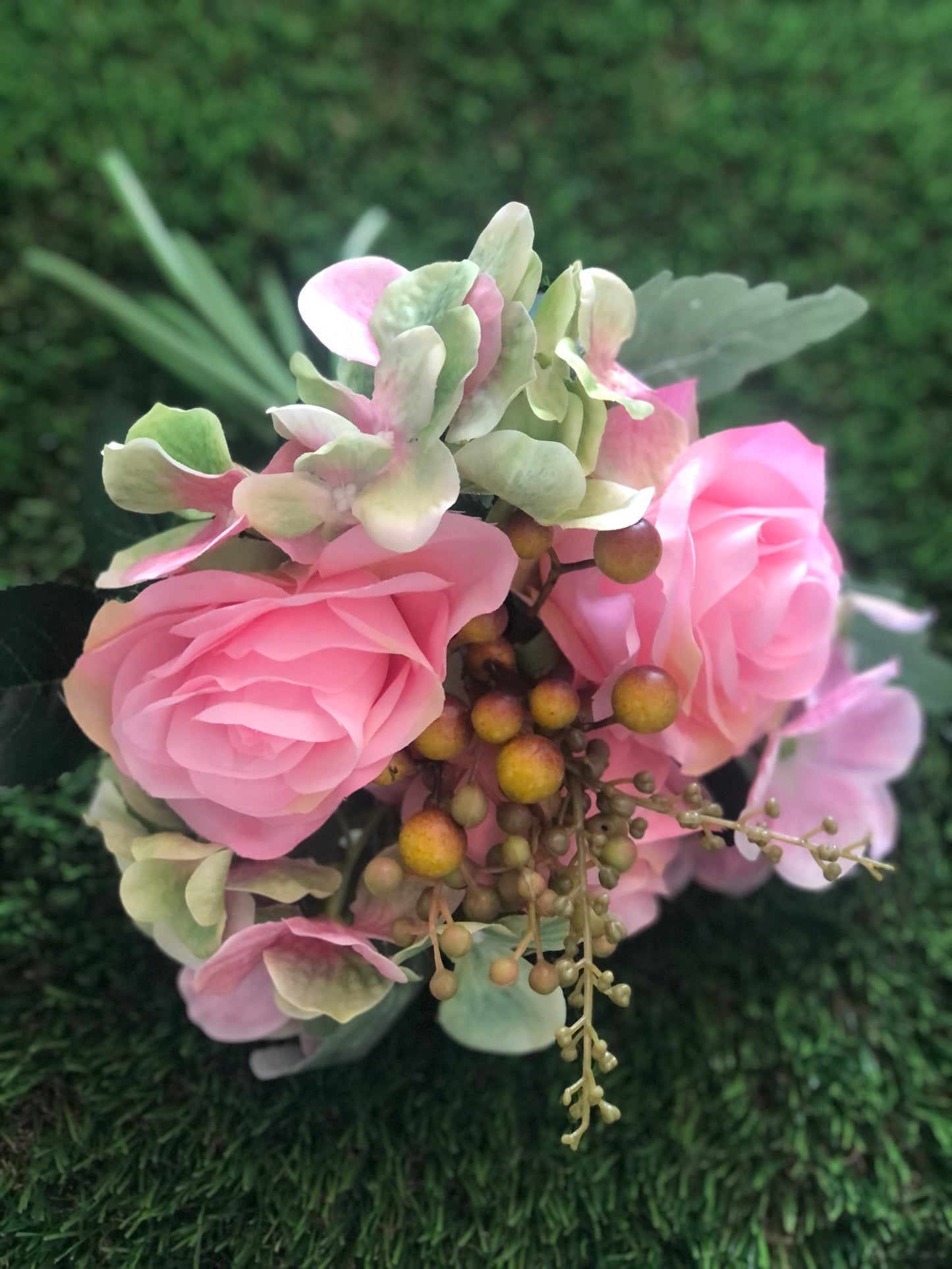 28cm PINK/GREEN MIX BOUQUET