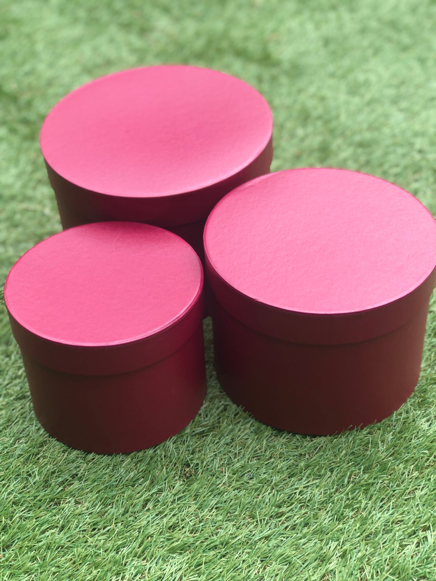 BURGUNDY HAT BOX SET OF 3