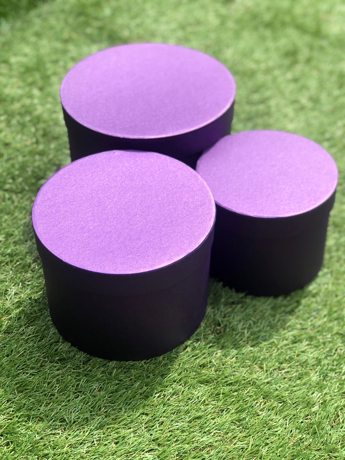 PURPLE HAT BOX SET OF 3