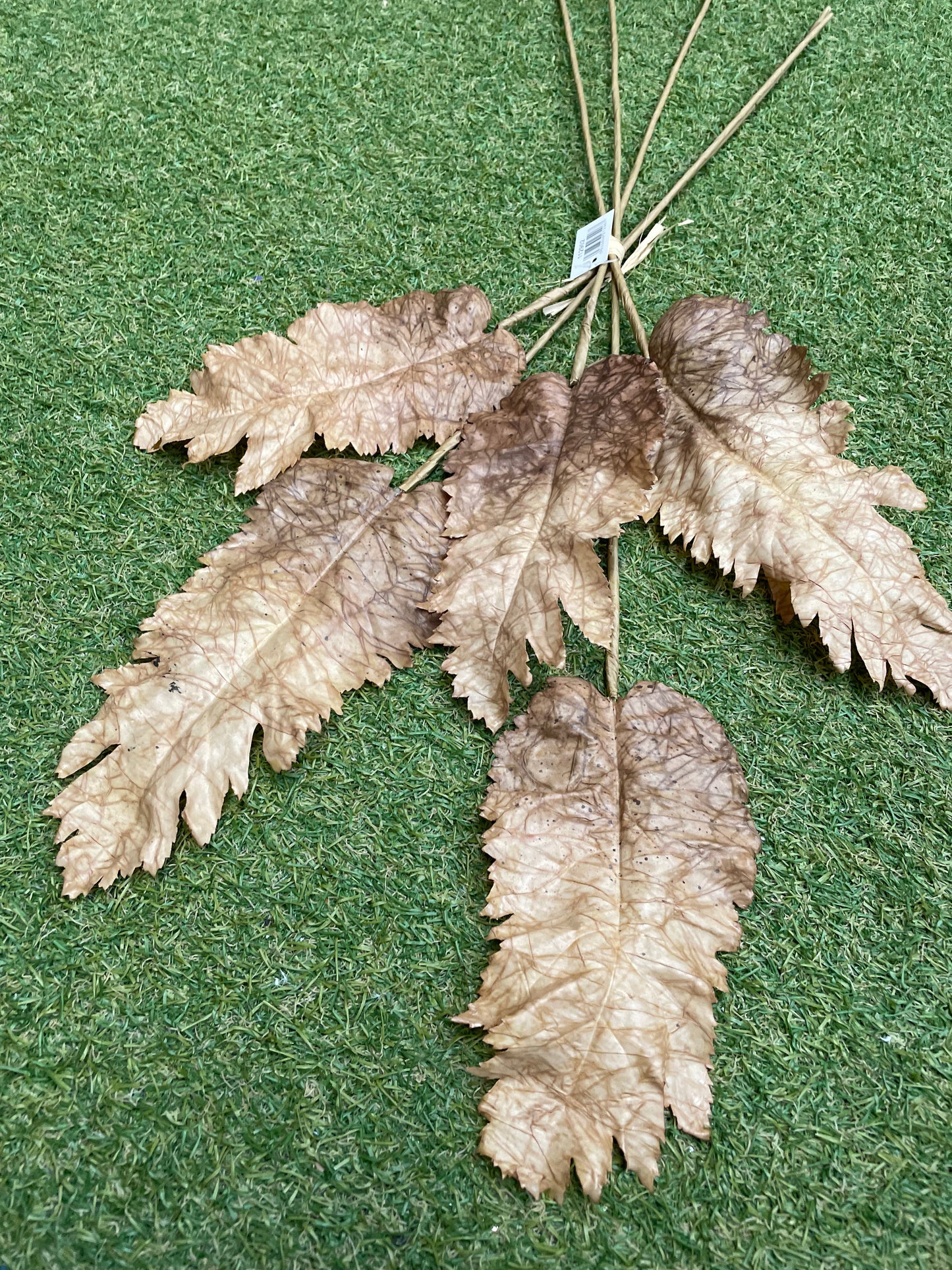 85cm LARGE DRIED TOUCH FALL LEAF BROWN