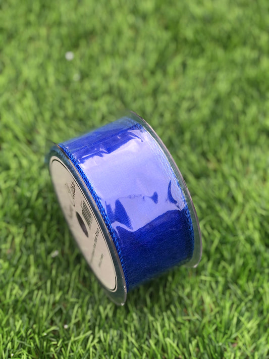 50mm ORGANZA WIRED RIBBON ROYAL BLUE