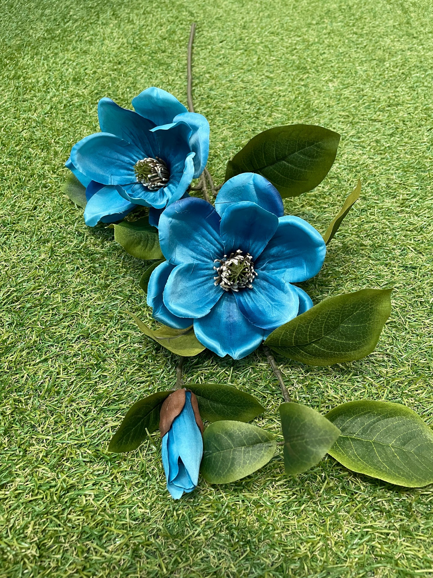 TEAL MAGNOLIA DOUBLE HEAD STEM 84cm