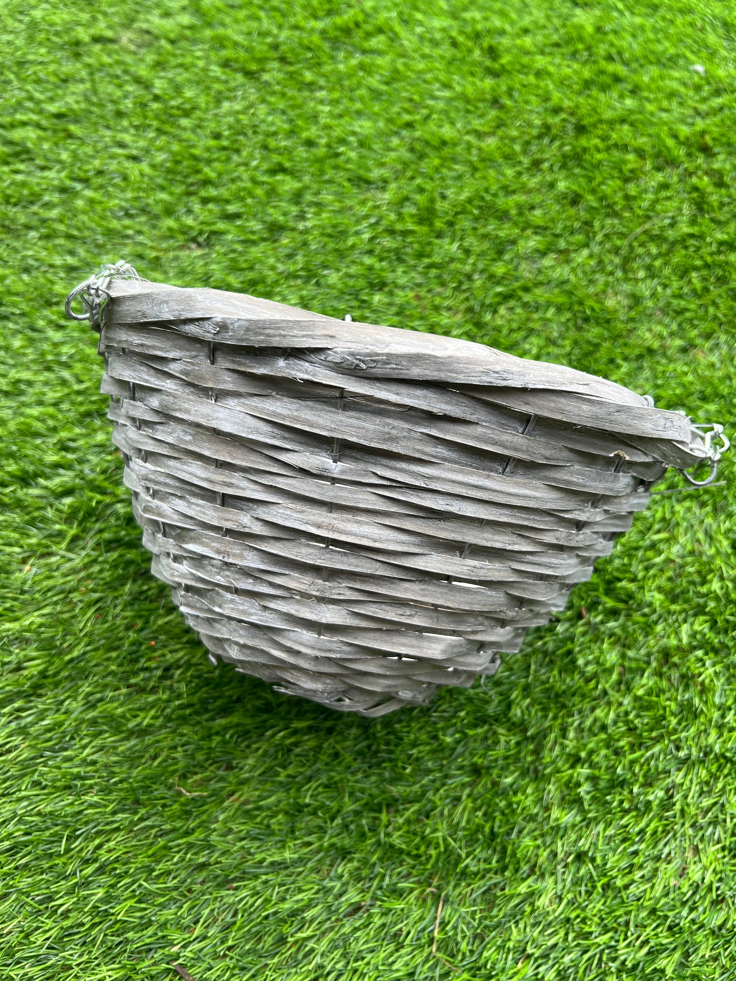 12inch GREY RATTAN HANGING BASKET