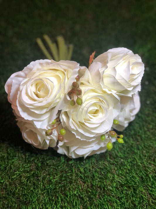 31cm ROSE & BERRY BUNCH IVORY