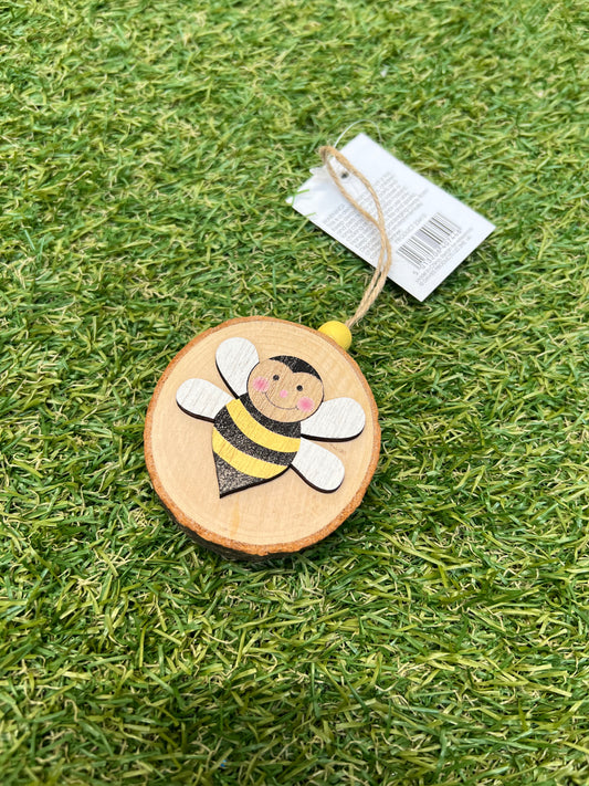 BEE ROUND WOODEN HANGER - SMILEY BEE