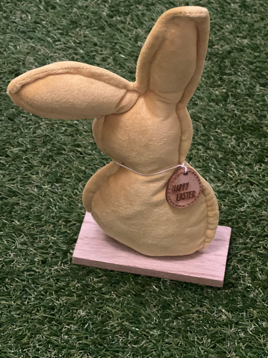 24cm VELVET BUNNY ON STAND YELLOW