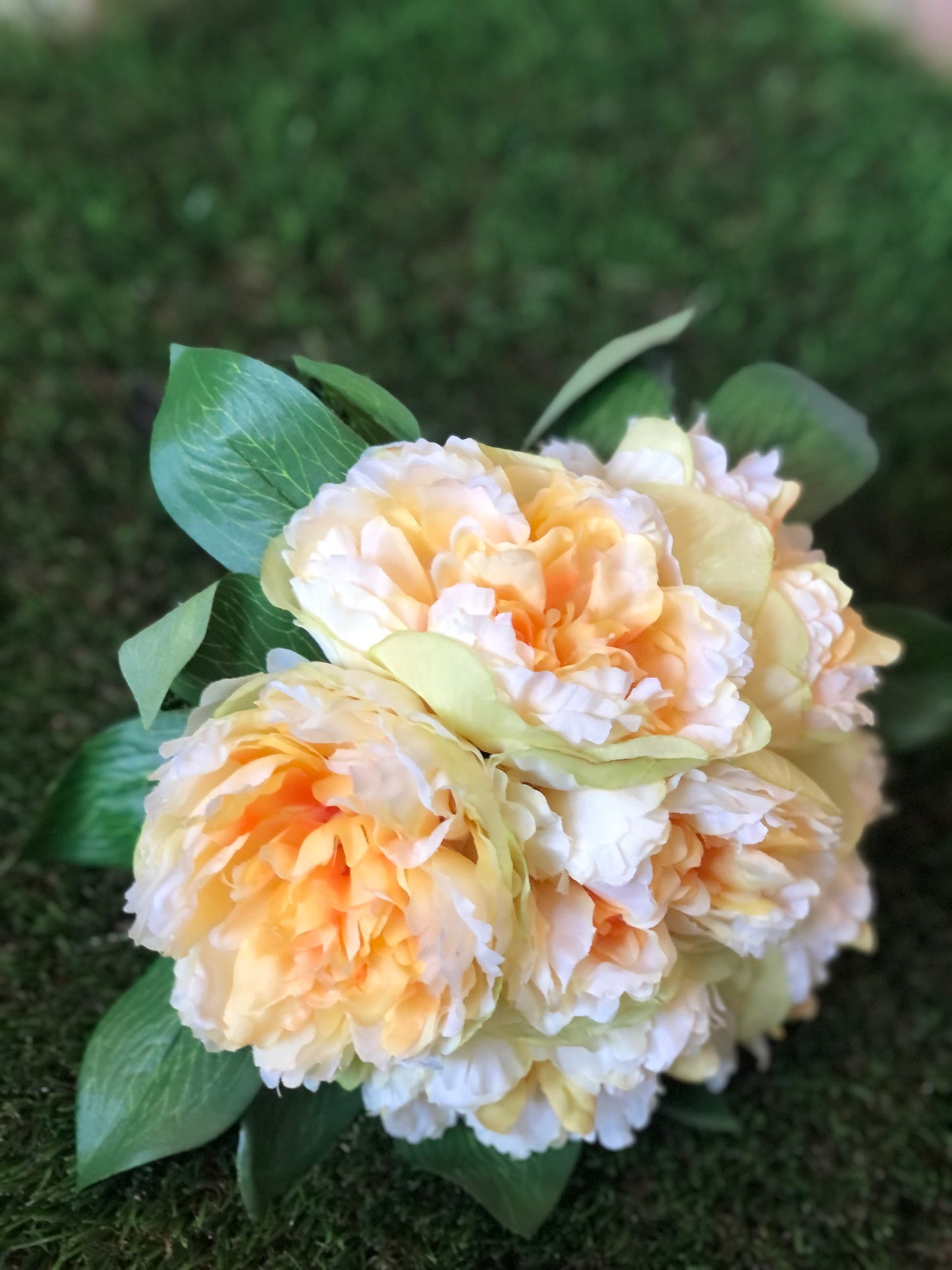 31cm CRINKLE YELLOW PEONY BUNCH