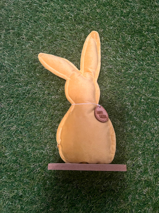 24cm VELVET BUNNY ON STAND YELLOW