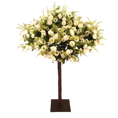 85cm RANUNCULUS & DAISY TREE IVORY