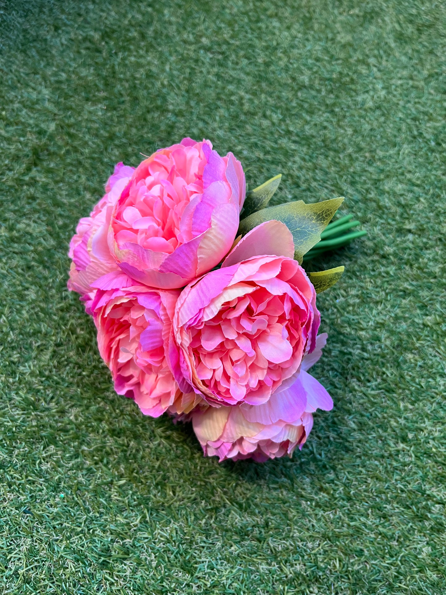 28cm 7 head DELUXE PEONY BUNCH RICH PINK